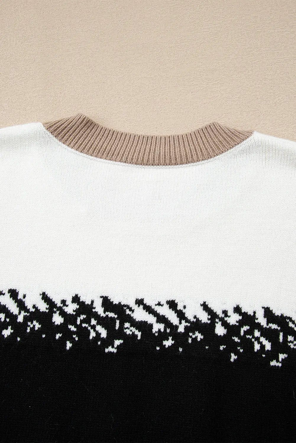 Premium Black Color Block Drop Shoulder Sweater Stylish Pattern Dear-Lover Dropshipping